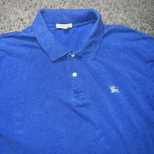 Men's Blue Burberry Britt Polo Button Down Shirt Size XXL